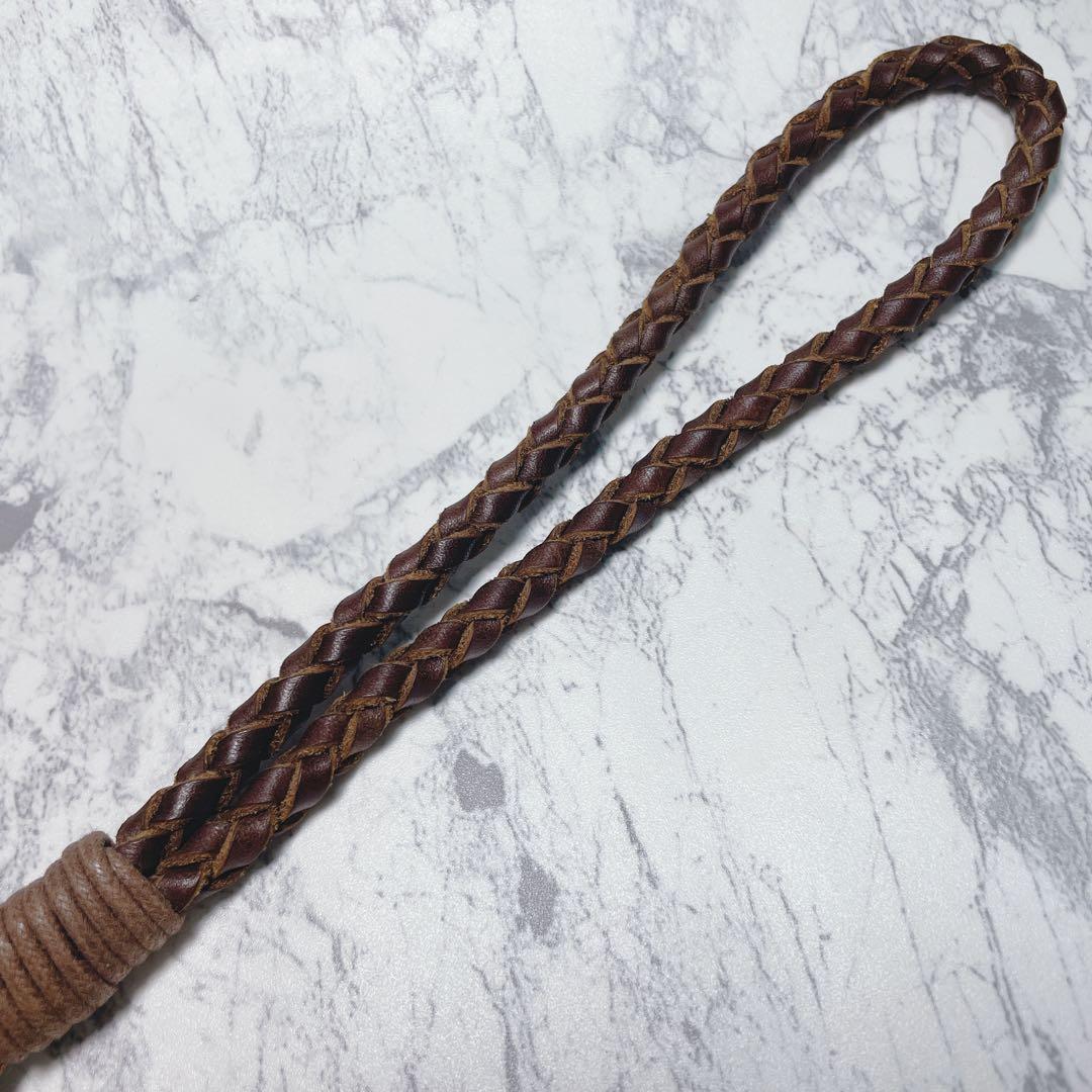 【磁石様】DOUBLE RL レザー 編み込み キーホルダー キーリング