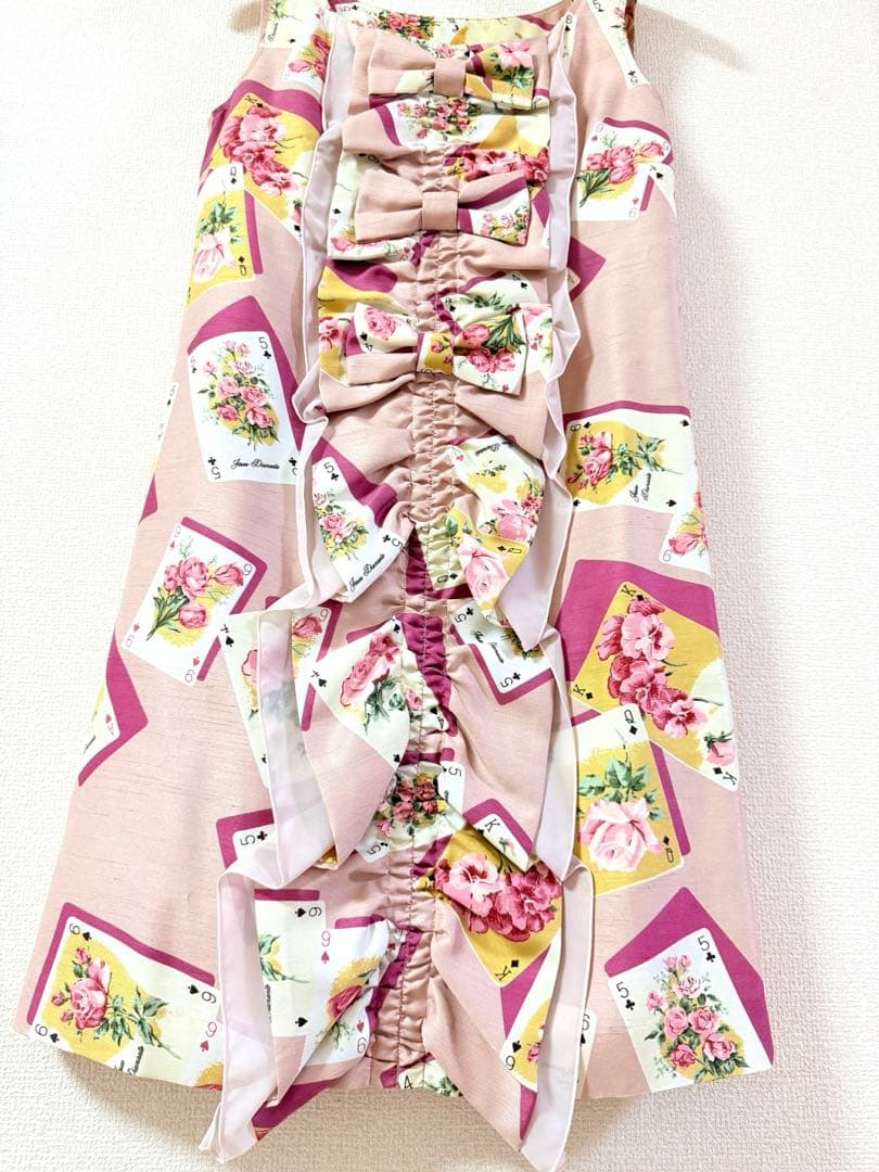 ジーザスディアマンテ　トランプ薔薇柄フリルリボンワンピース　姫系　ロリータ