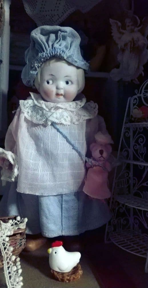 Hertwig❀アンティークビスクドール　大きめ20cm♪ミニベア付