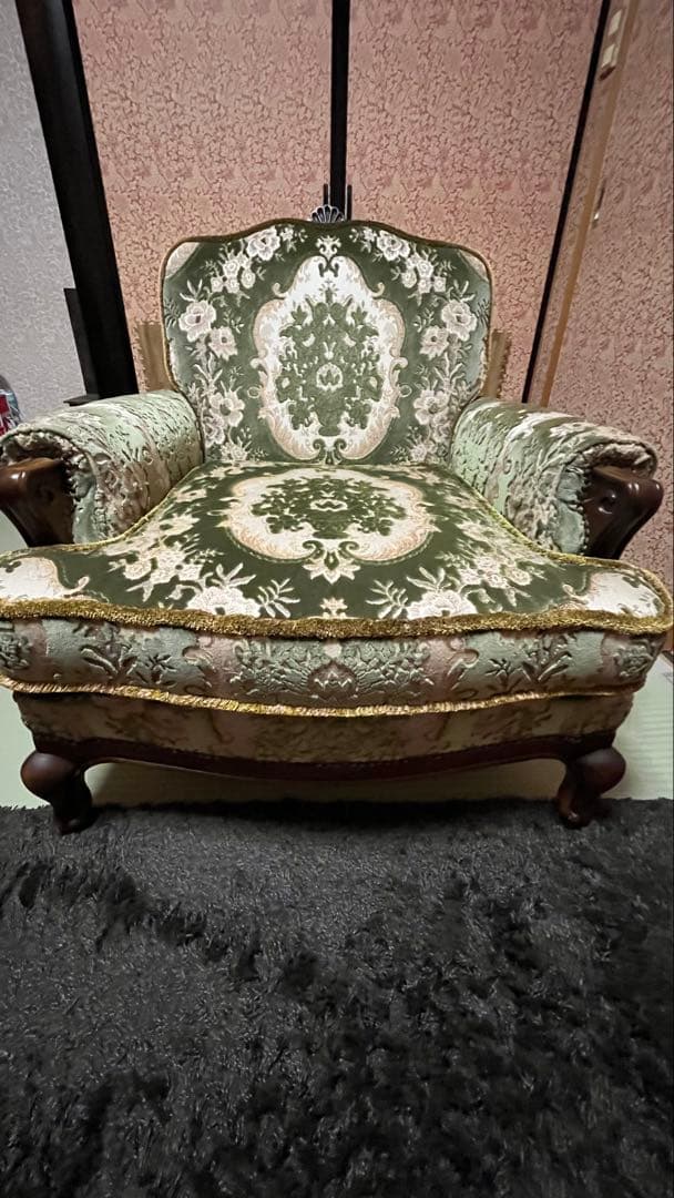 オールドカリモク 金華山 シングルソファ アンティーク 猫脚 1人掛け 椅子