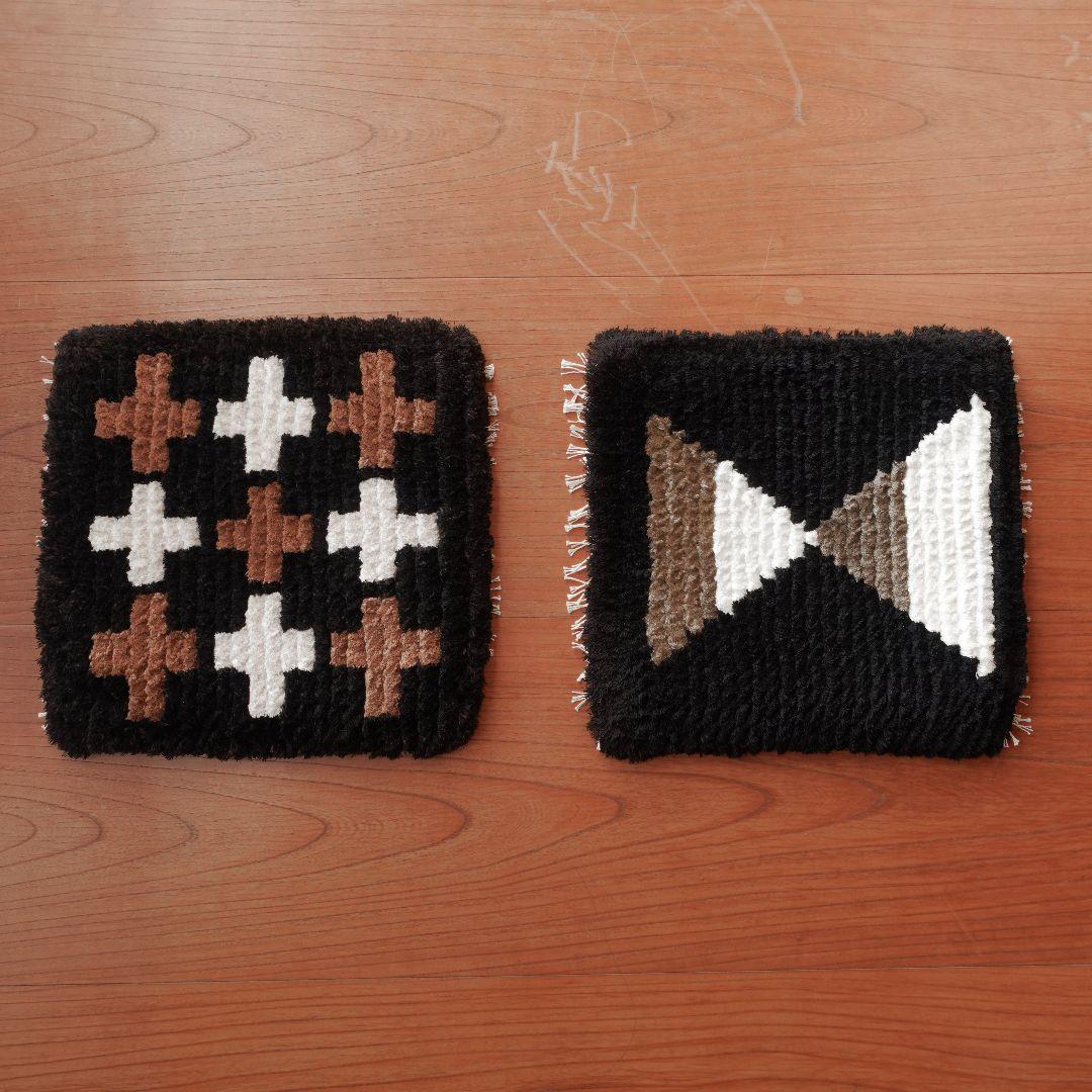 【一点物】【手染め糸】ノッティング織 椅子敷き 006