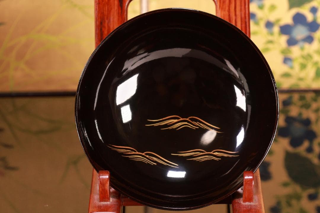 コーヒーじいさん専用　BJ021 時代輪島塗　波に雲上富士図金蒔絵　吸物椀　五客