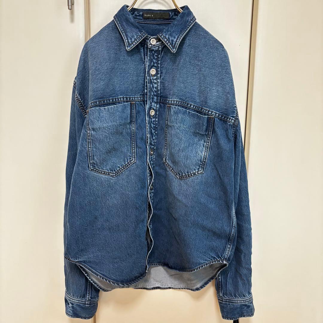 【NOBLE 】現行モデル　デニムシャツ　フェードカラービックポケットシャツ