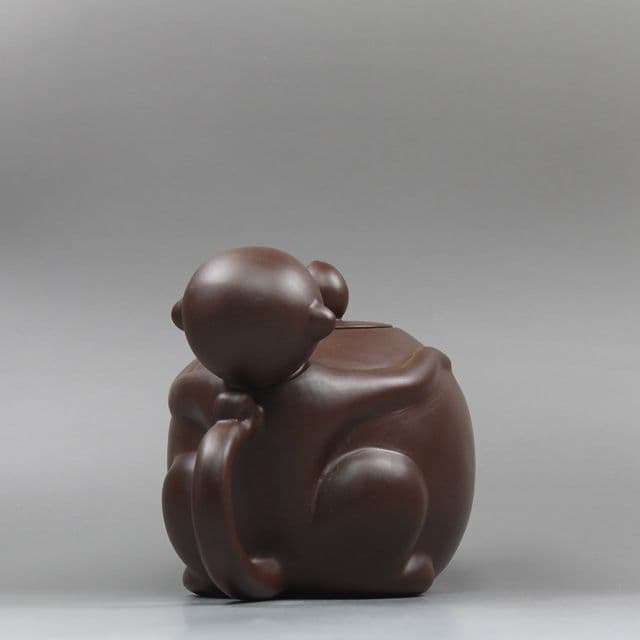 :中国宜興紫砂壷 霊猴献寿桃壺 急須 工芸品 美術品 置物