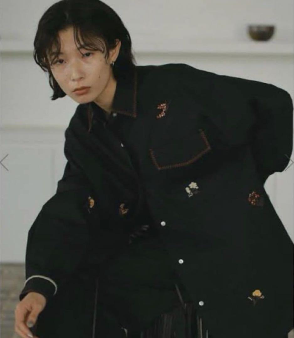 【極美品】AMERI SMALL FLOWER OVER SHIRT ブラック