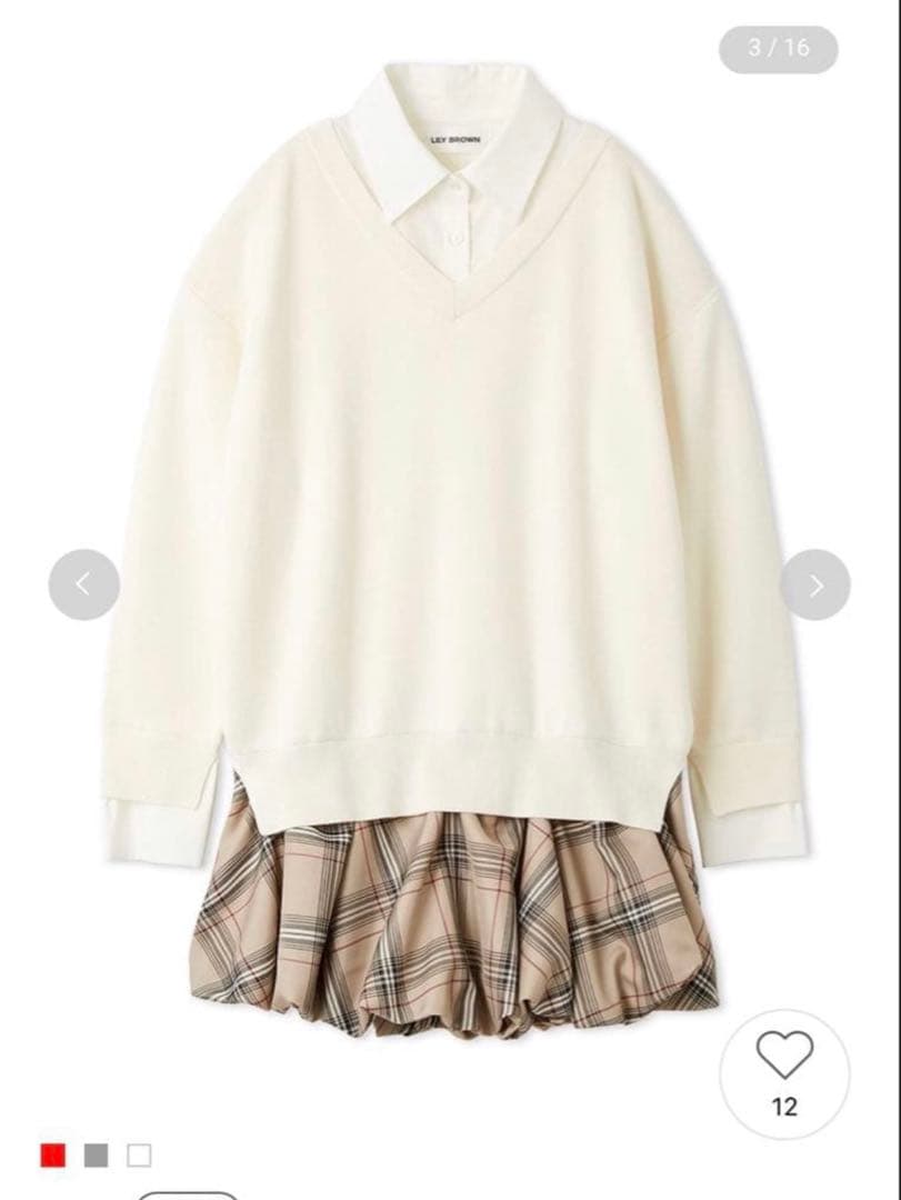 LILY BROWN ニットドッキングバルーンワンピース ivory