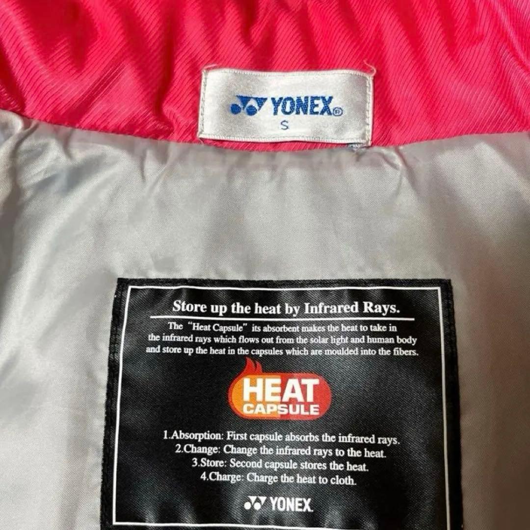 美品　YONEX ベンチコート 黒/ピンクキルティング　S ヨネックス