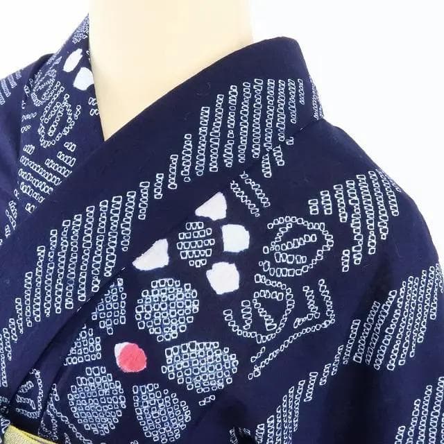 Y1180◆新品 綿 有松鳴海絞り 洗える夏着物 仕付け糸付 手縫い 高級浴衣