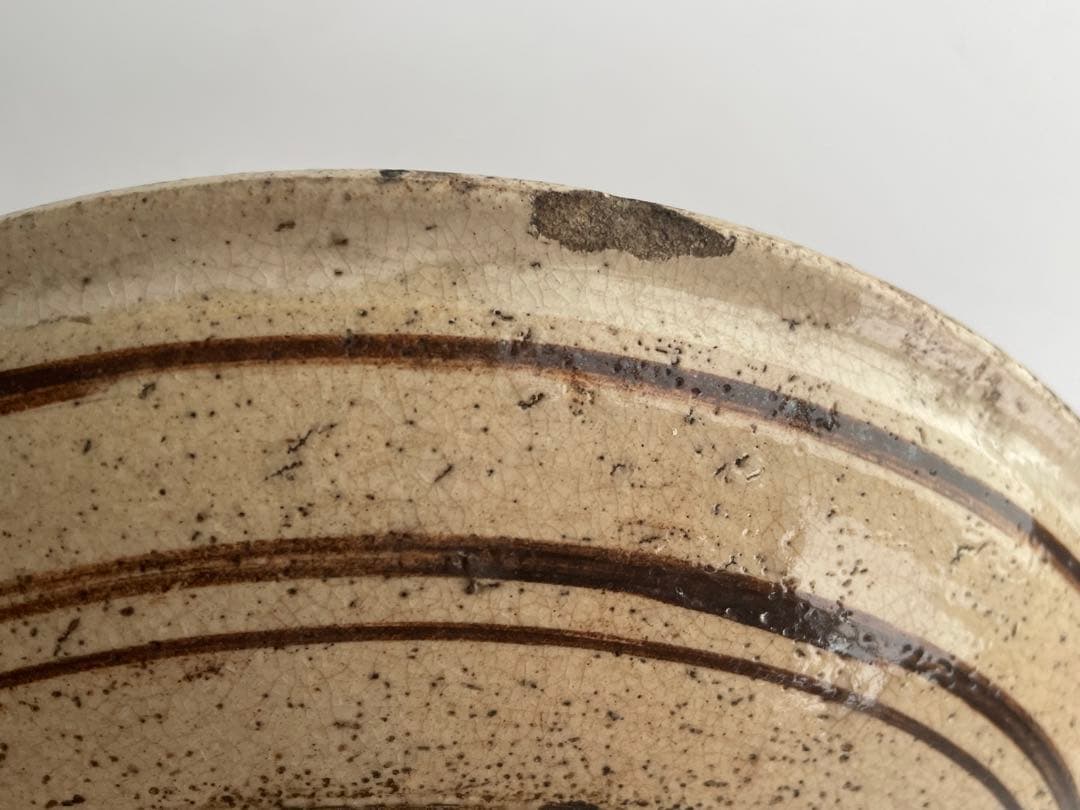 骨董　アンティーク　絵瀬戸　絵志野　鳳凰唐草文様　行燈皿　丸皿　石皿　瀬戸