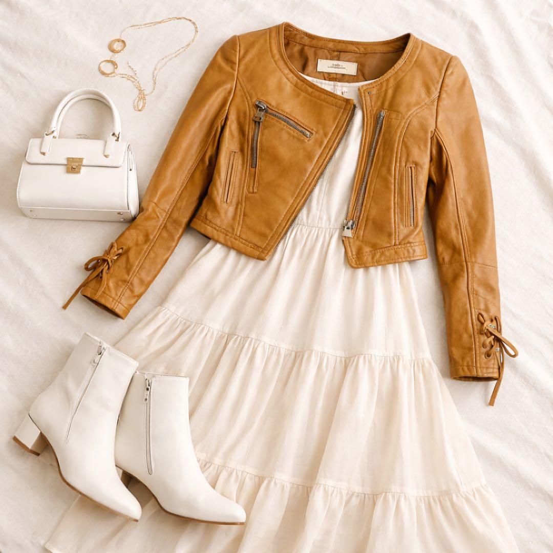 snidel 羊革 ラムレザー 編み上げ ショートJK 0