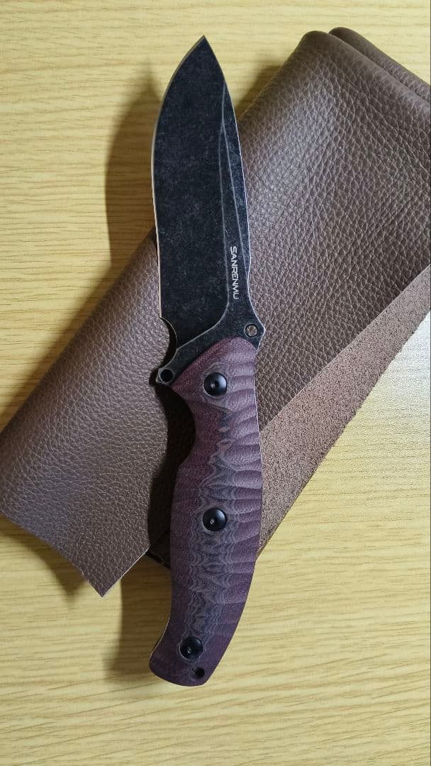 ​三刃木 S745 14C28N鋼 フルタング直刀 + 牛本革40cm