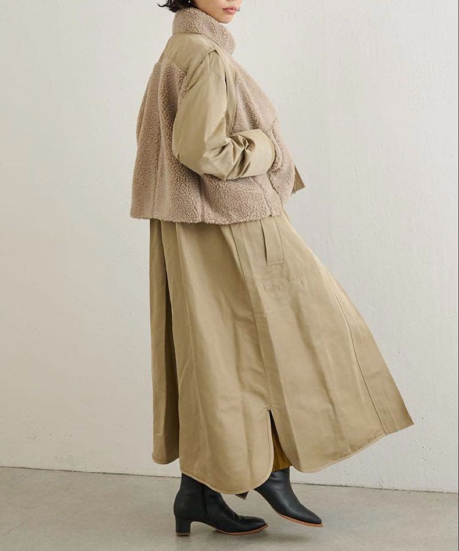 ear PAPILLONNER イアパピヨネ ボアベスト付き馬刺しゅうコート