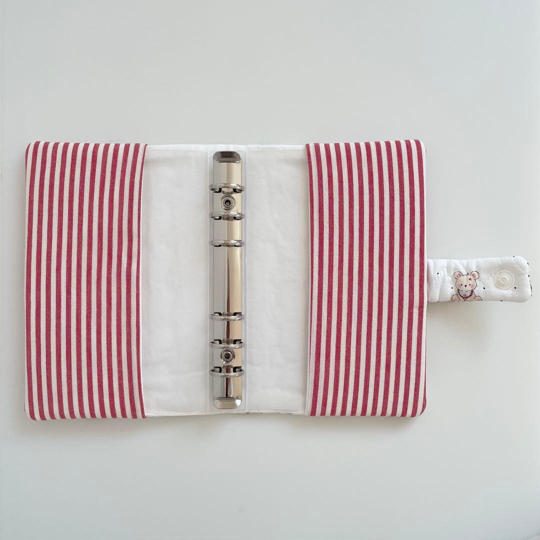 早い者勝ち　韓国　貯金　バインダー　カバー　リフィル　猫　赤ボーダー