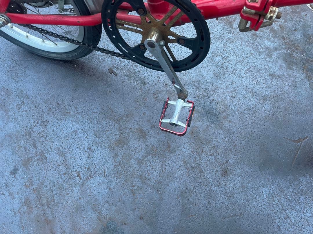 折りたたみ自転車 レッド V字型ハンドル 昭和レトロ