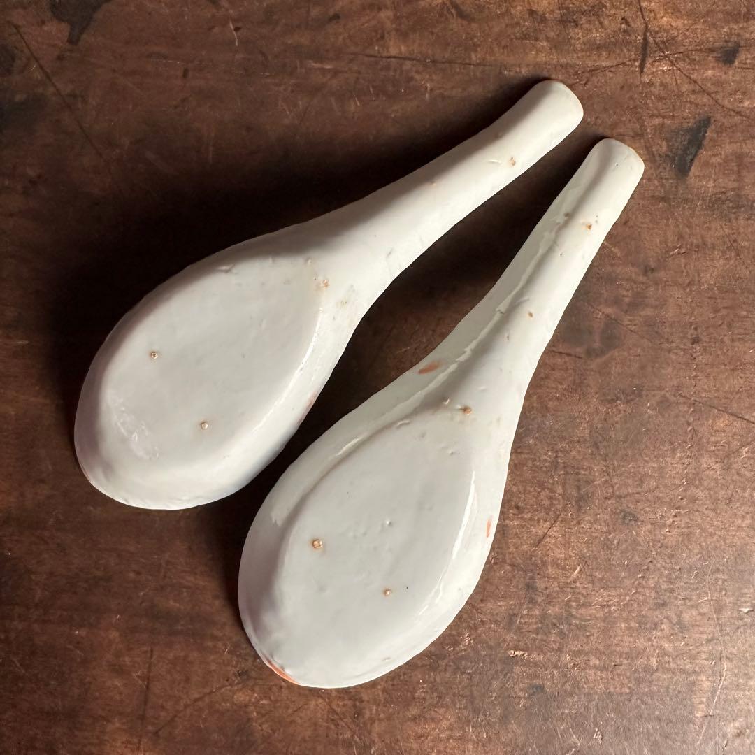 清時代 レンゲ スプー ン 粉彩 花柄 酒器 茶道具 陶磁器 中国美術