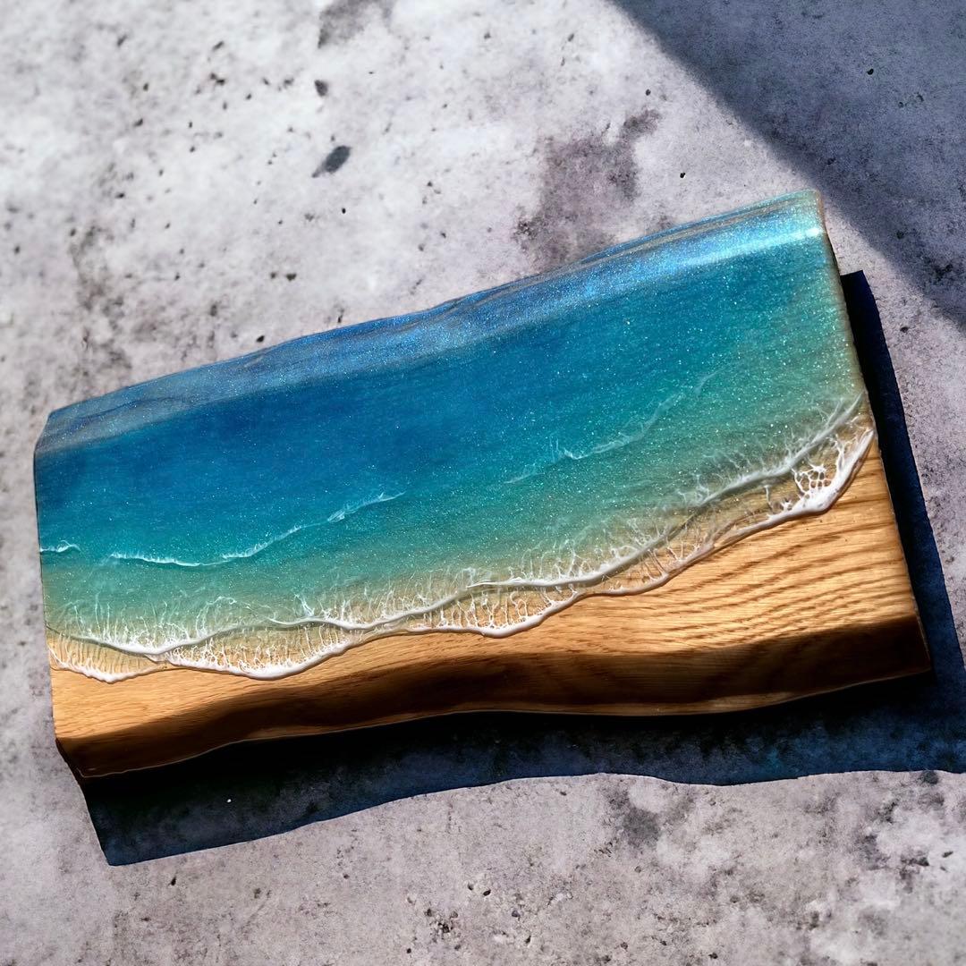 一枚板　レジン　レジンアート　海アート　インテリア　オーシャンアート　無垢