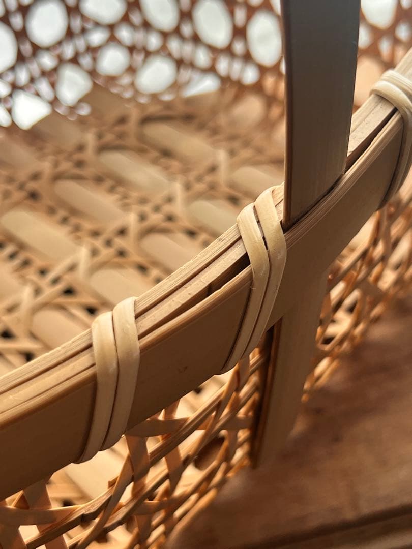 【宮城 山元町職人作】竹編みかご 一点物 未使用新品 手提げ籠 伝統工芸