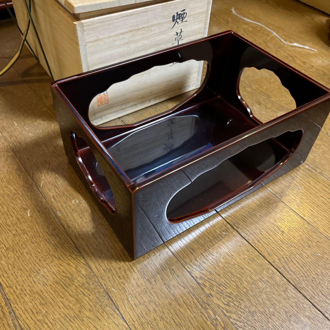 茶道具 煙草盆 塗師宗明 山中漆器