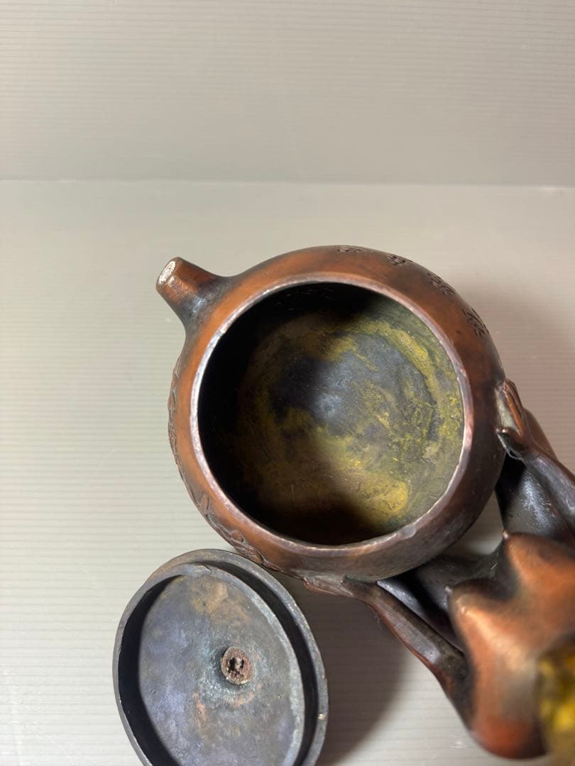 2856 中国骨董　大清乾隆銘　純銅製　聖女　急須　時代物