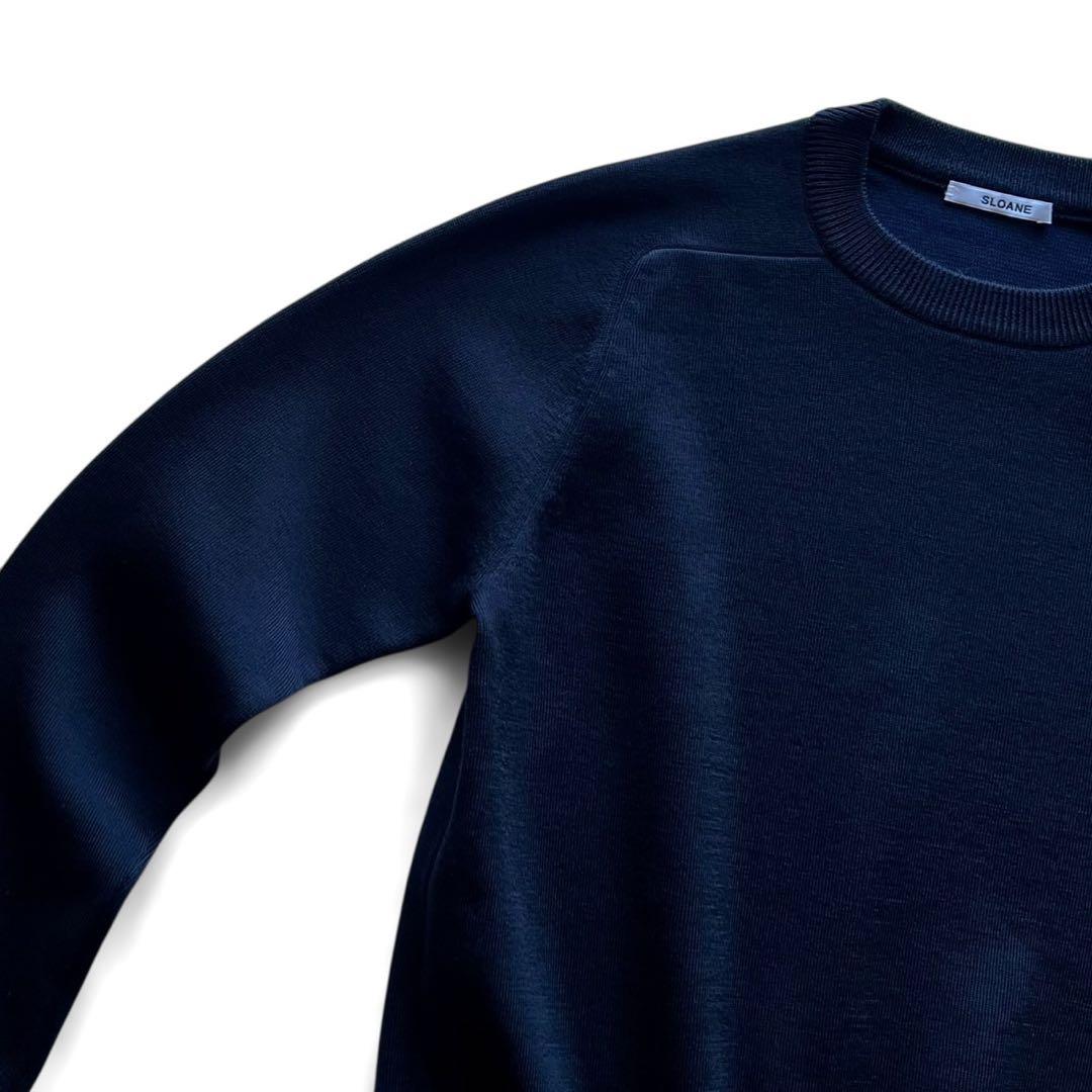 【美品】SLOANE/12Gダブルフェイス天竺クルーネック/ネイビー