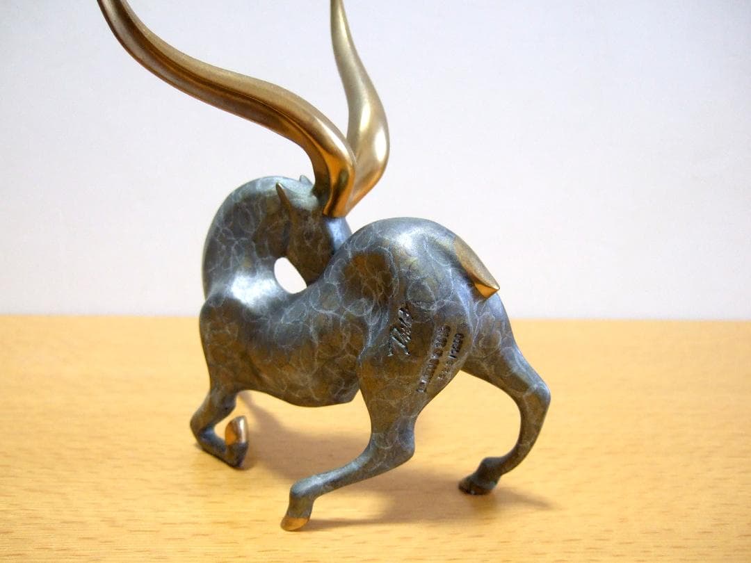 ガゼル 鹿 真鍮 置物 在銘 / ブロンズ アート