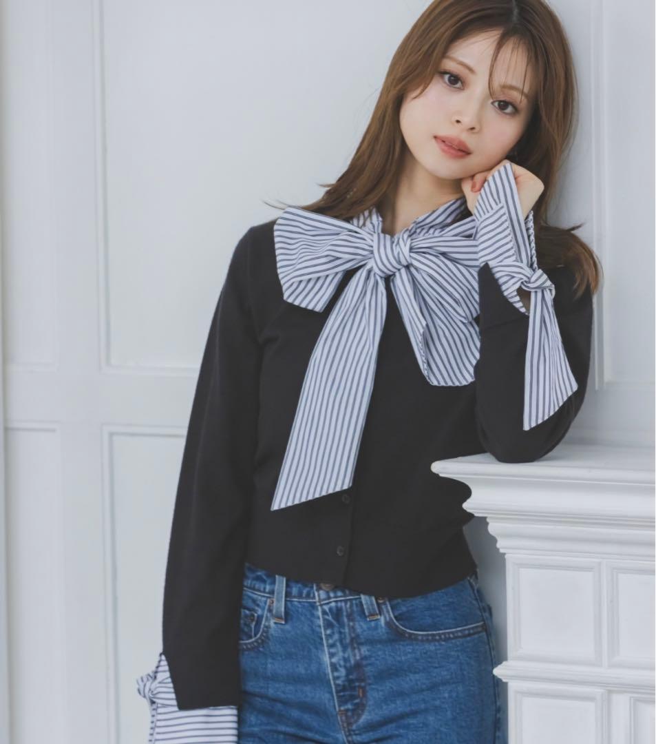 SNIDEL ボウタイドッキングニットプルオーバー