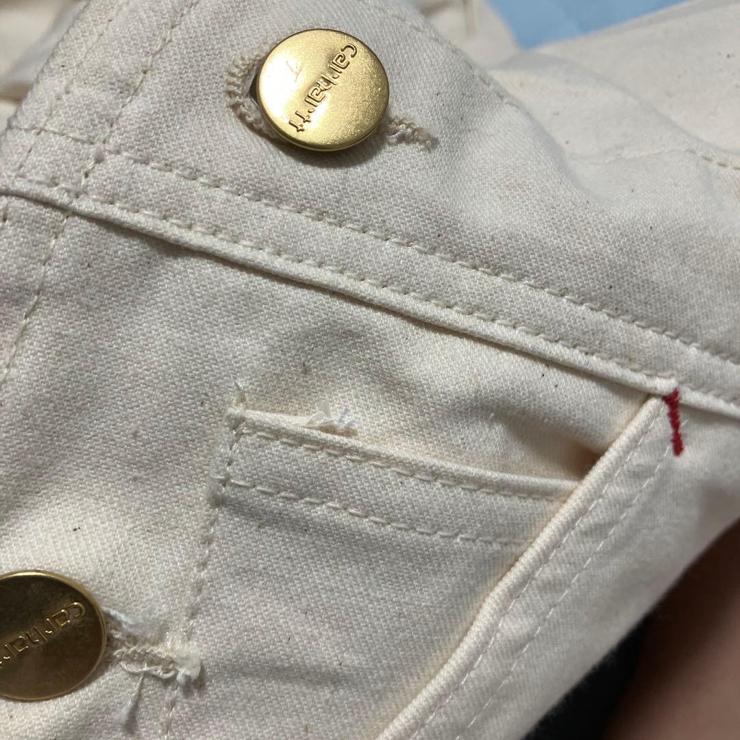 80s 星タグカーハート オーバーオール 生成りUSA製 デッドストック試着のみ