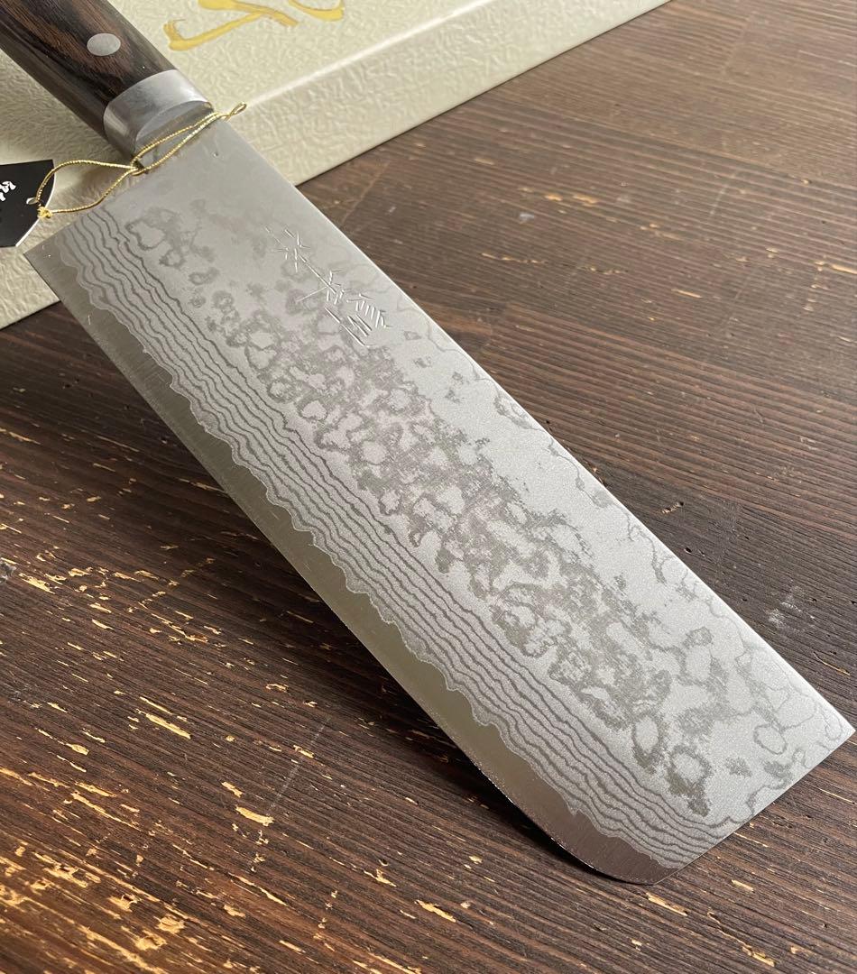 増谷刃物 訓平作 菜切VG10ステンレス積層（彩流）口金有スコッチ アウトレット