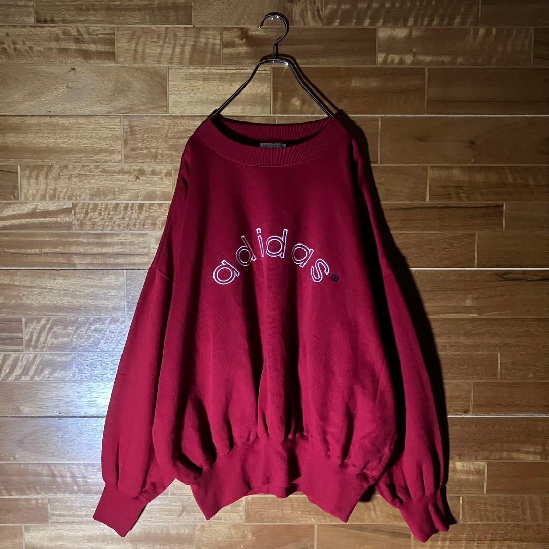 adidas 白タグ　80s スウェット　F192 赤　白　ビッグロゴ　XL程
