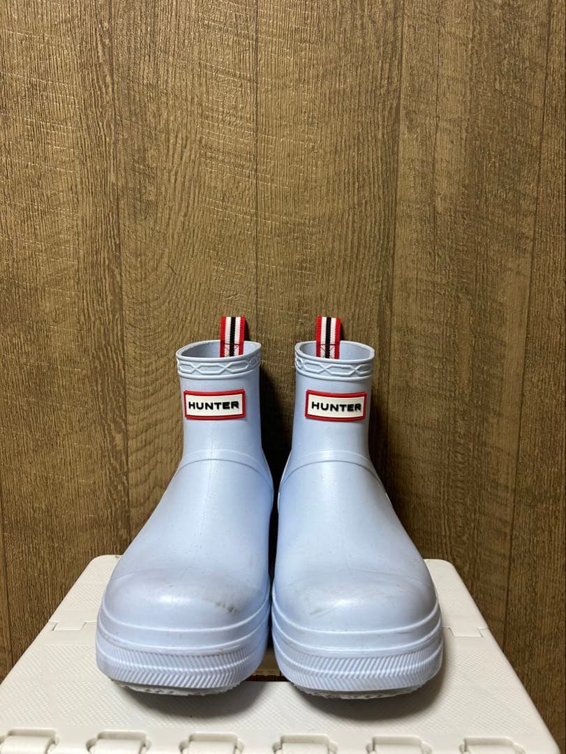 HUNTER ライトブルー ショートレインブーツ