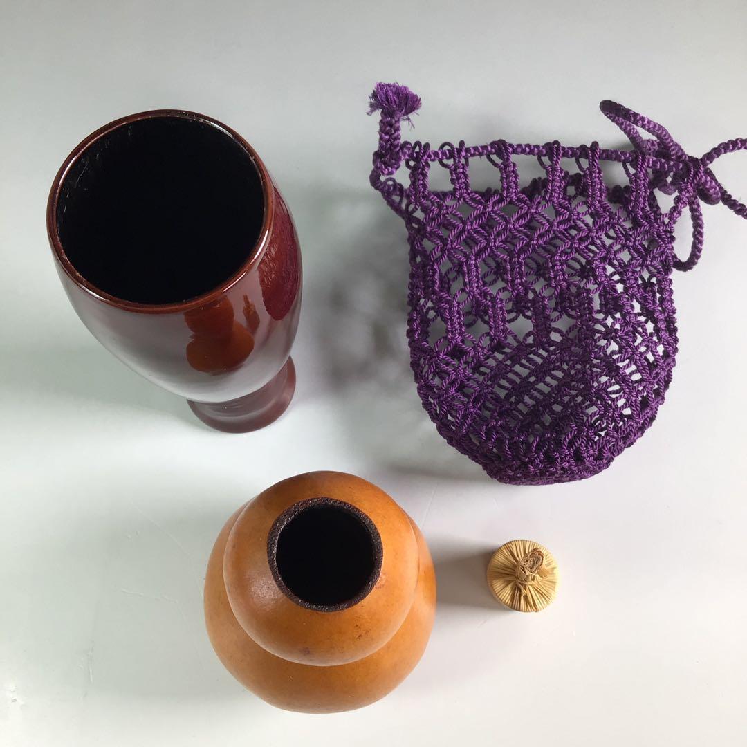 Ｒ６５１　御所籠　『篭師　和田鱗司作』『竹茶籠』『茶器揃』　共箱　茶道具