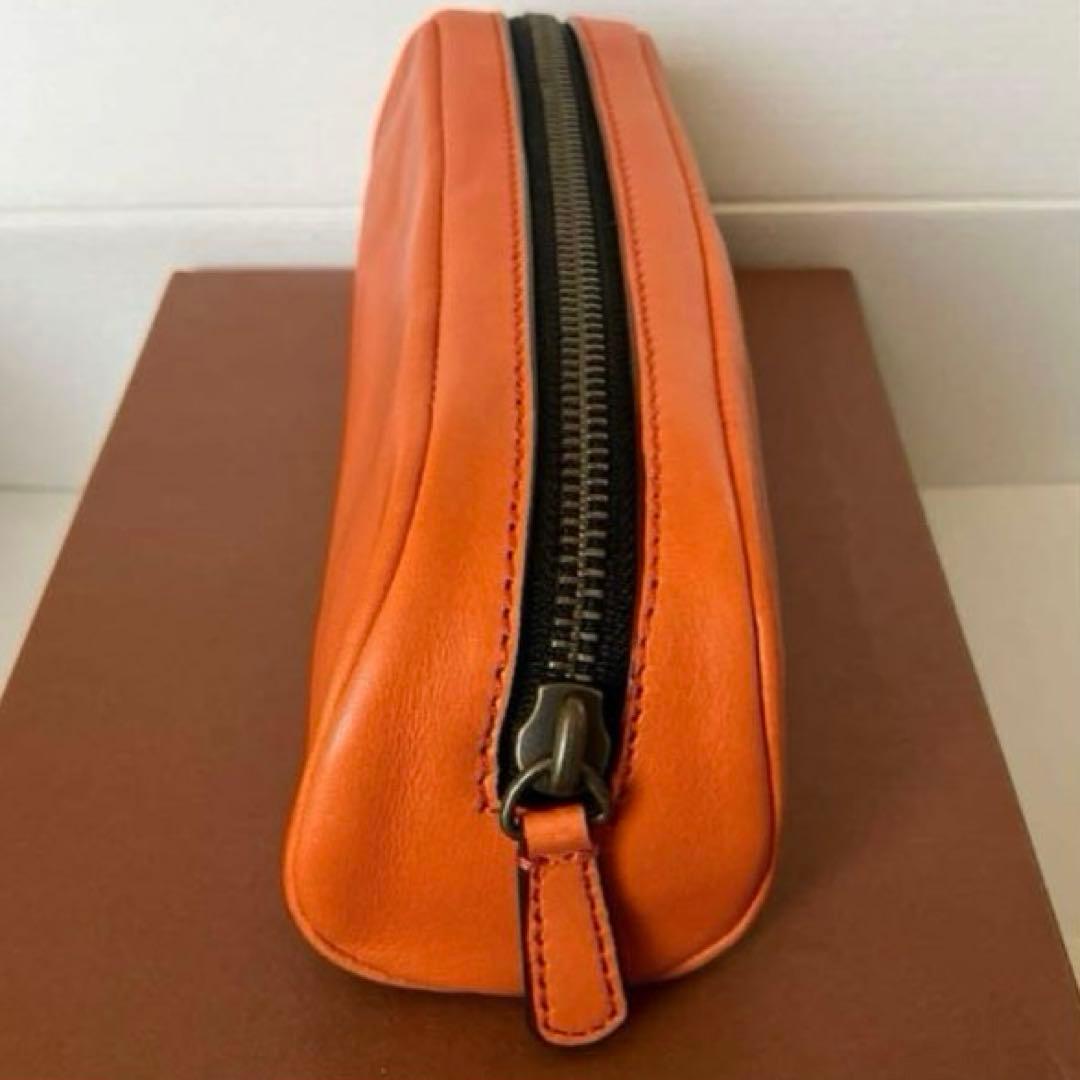 【新品未使用】COACH カーフレザー ペンシルケース　サンバ　オレンジ　箱付き