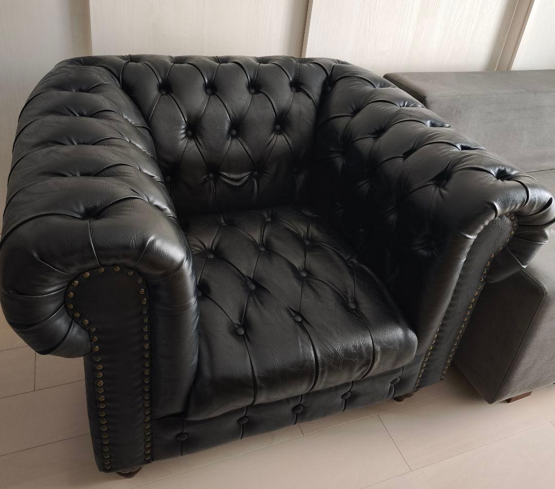 Clubman クラブマン 1人掛け ソファ 1P ブラック アンティーク調