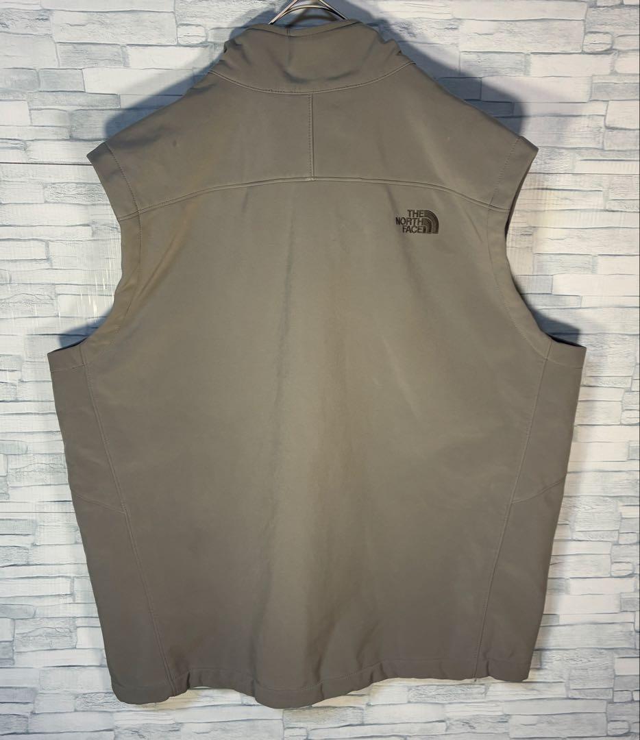 【USA古着】ノースフェイスソフトシェルベスト3XLグレービック刺繍ドロー
