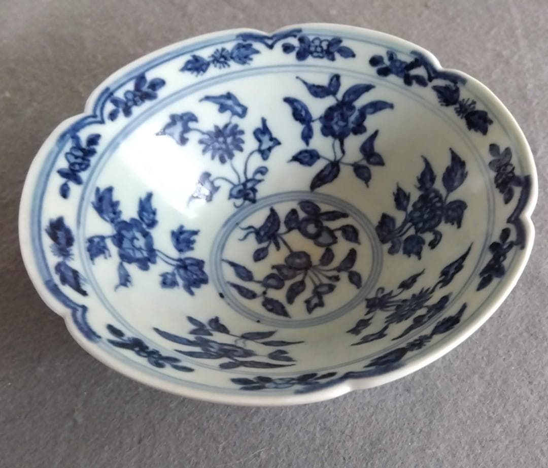 【Salvia Shop出品】中國古陶磁器　大明宣徳年製　青花四季六輪鉢