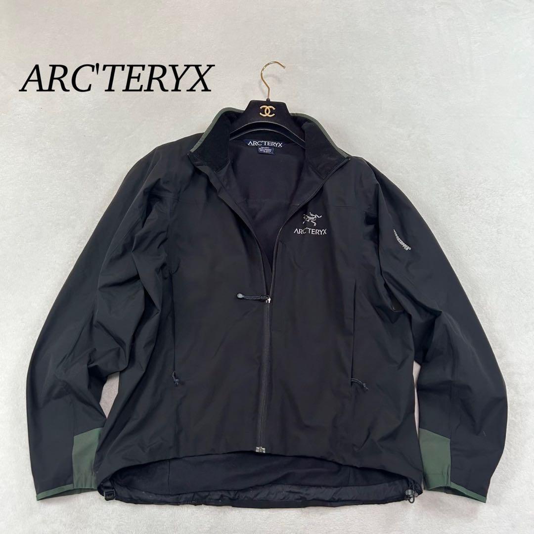K594 S アークテリクス ロゴプリント ナイロンジャケット ブラック メンズ
