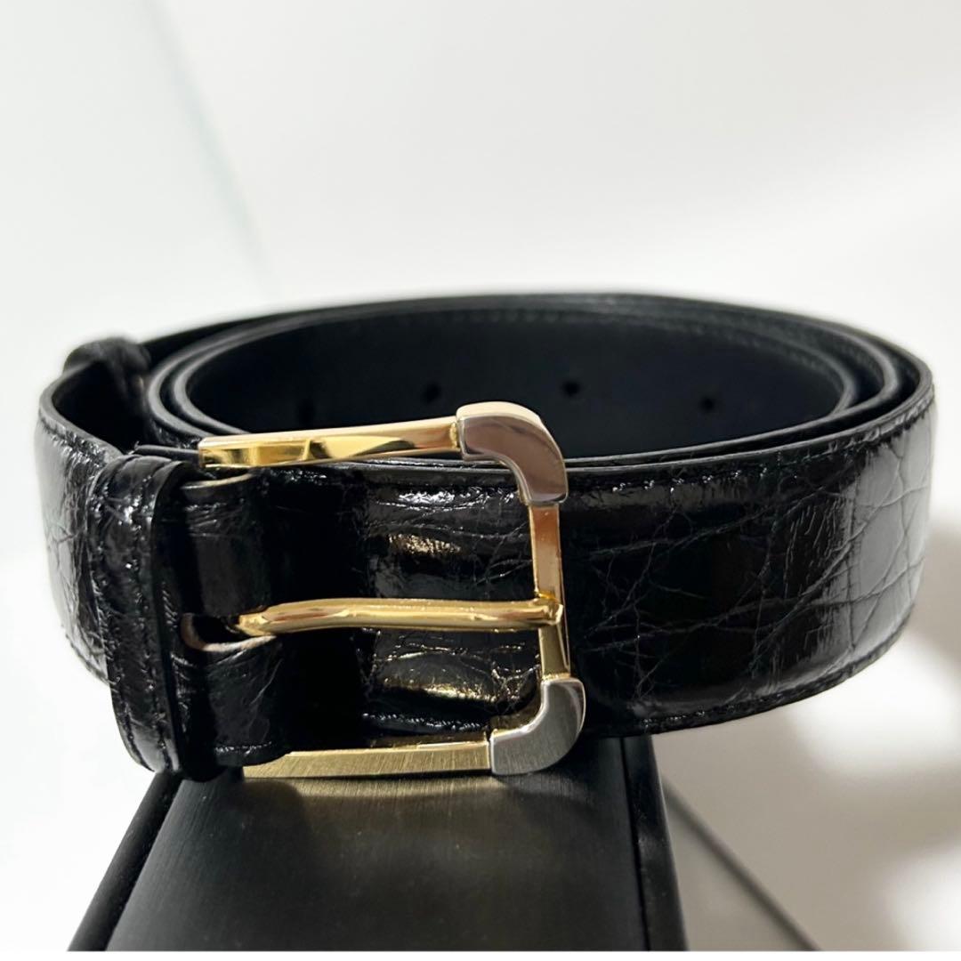 美品 LOEWE ロエベ ベルト クロコダイル型押し レザー