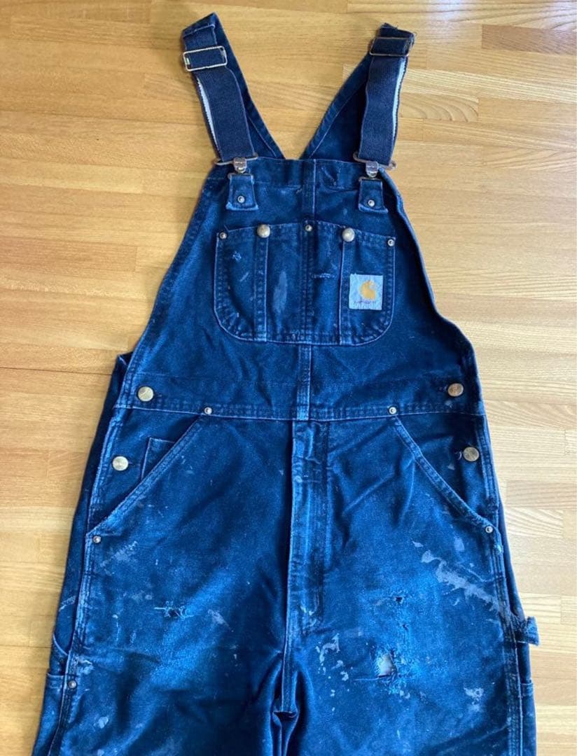 カーハート　USA製　ブラック　ダブルニー　オーバーオール