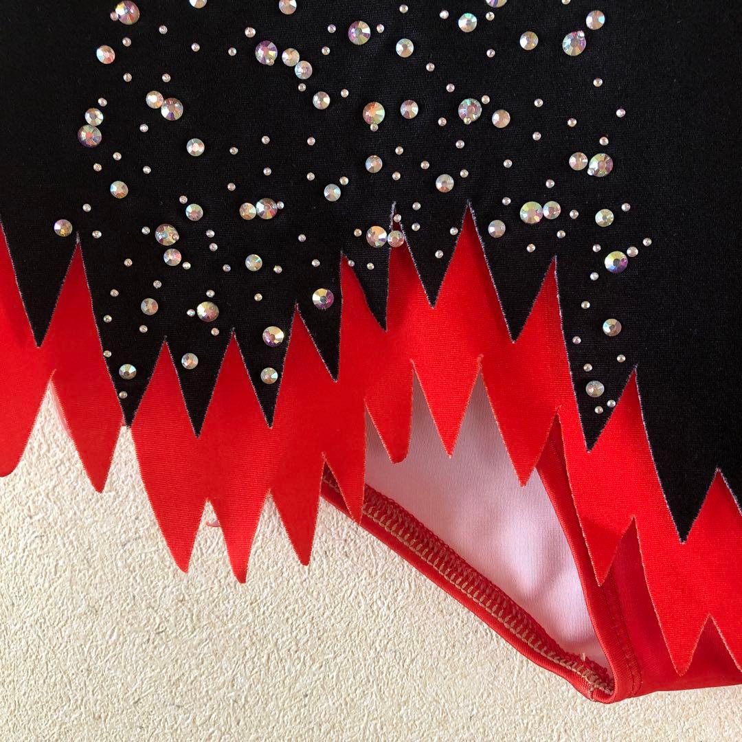 スリーブレスレオタード 赤黒装飾 150センチ