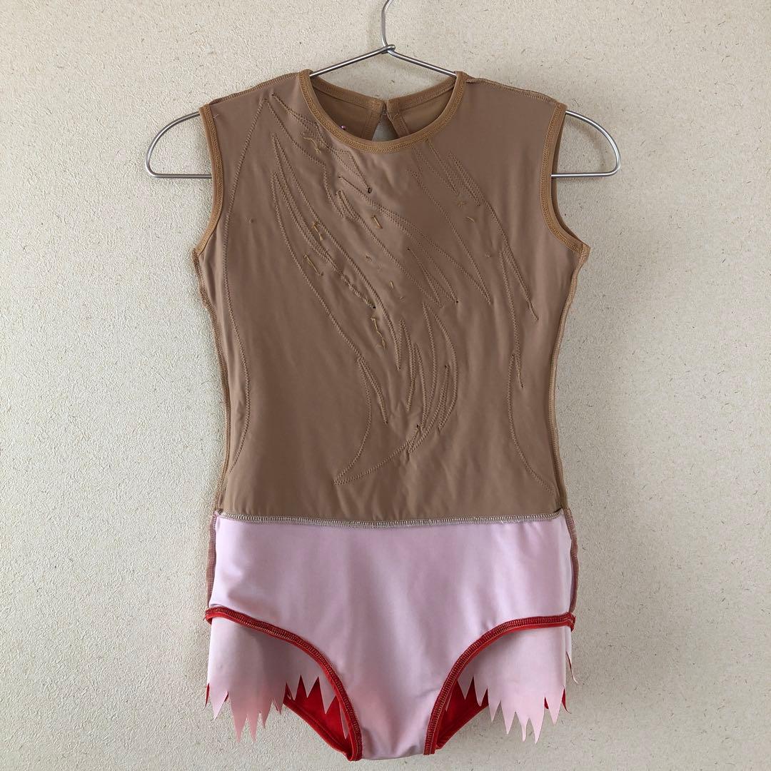 スリーブレスレオタード 赤黒装飾 150センチ