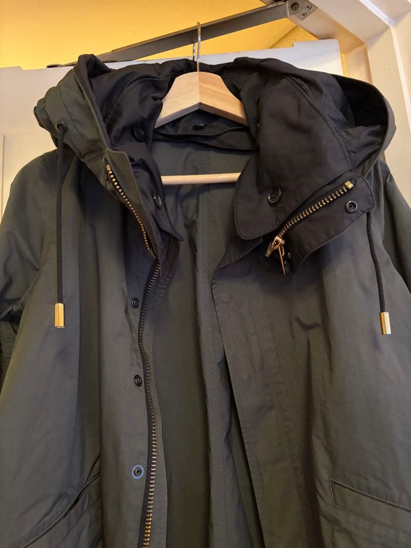 mojaTHE RERACS カーキ×黒 フード付き モッズコート 38