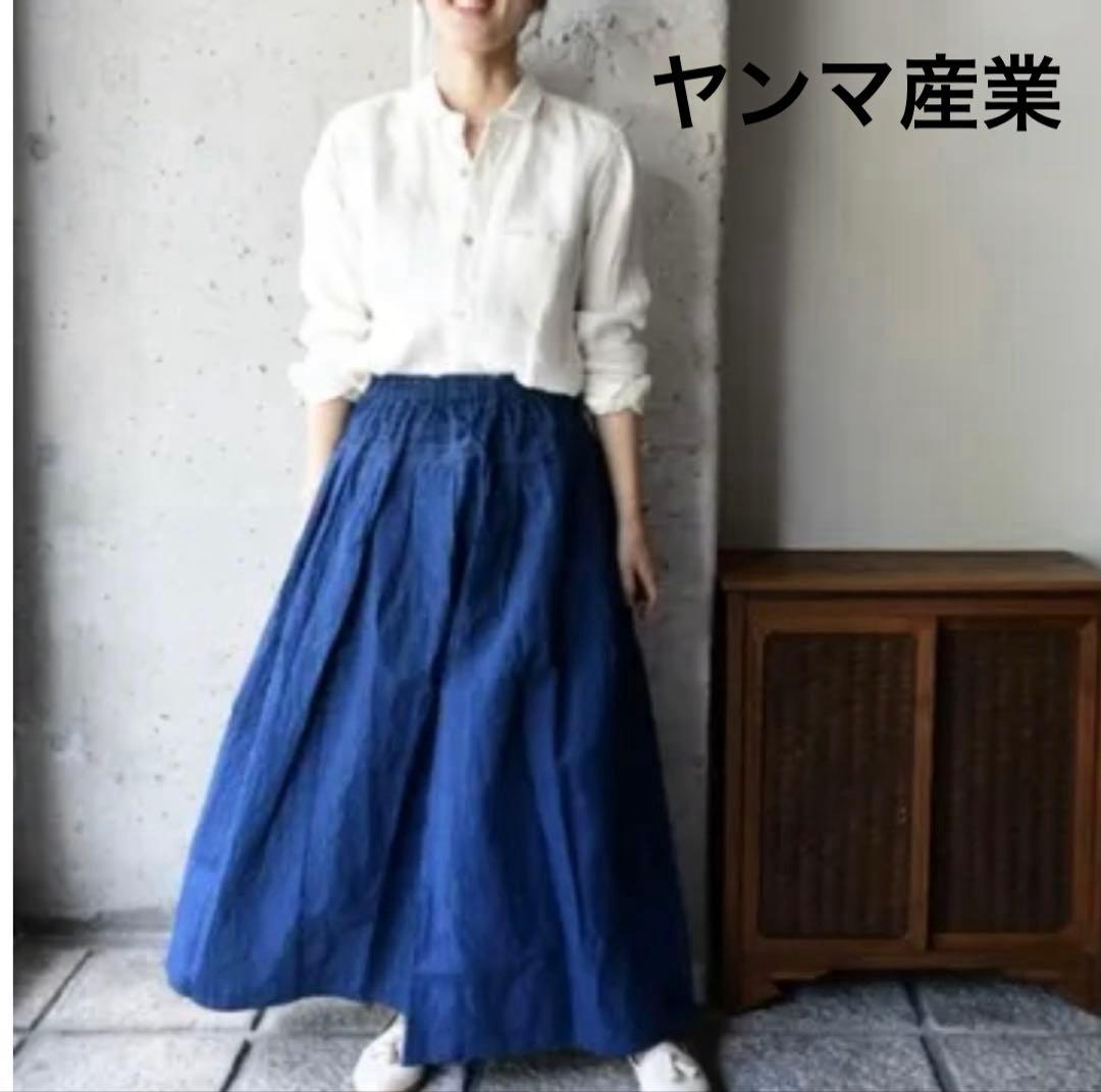 美品★ヤンマ産業　YAMMA リネン　丸襟長袖シャツ　オフホワイト