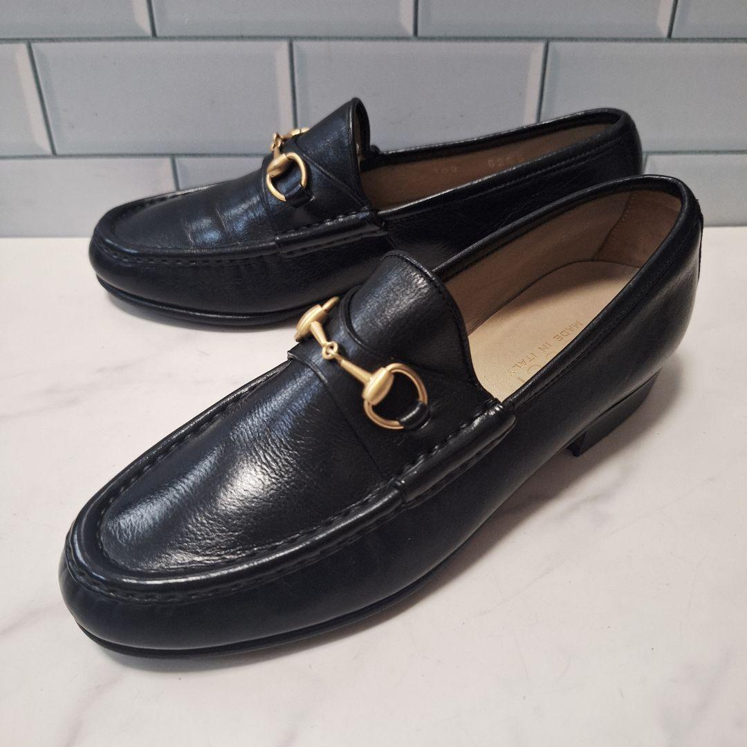GUCCI グッチ ローファー 23 ホースビット ゴールド レザー ブラック