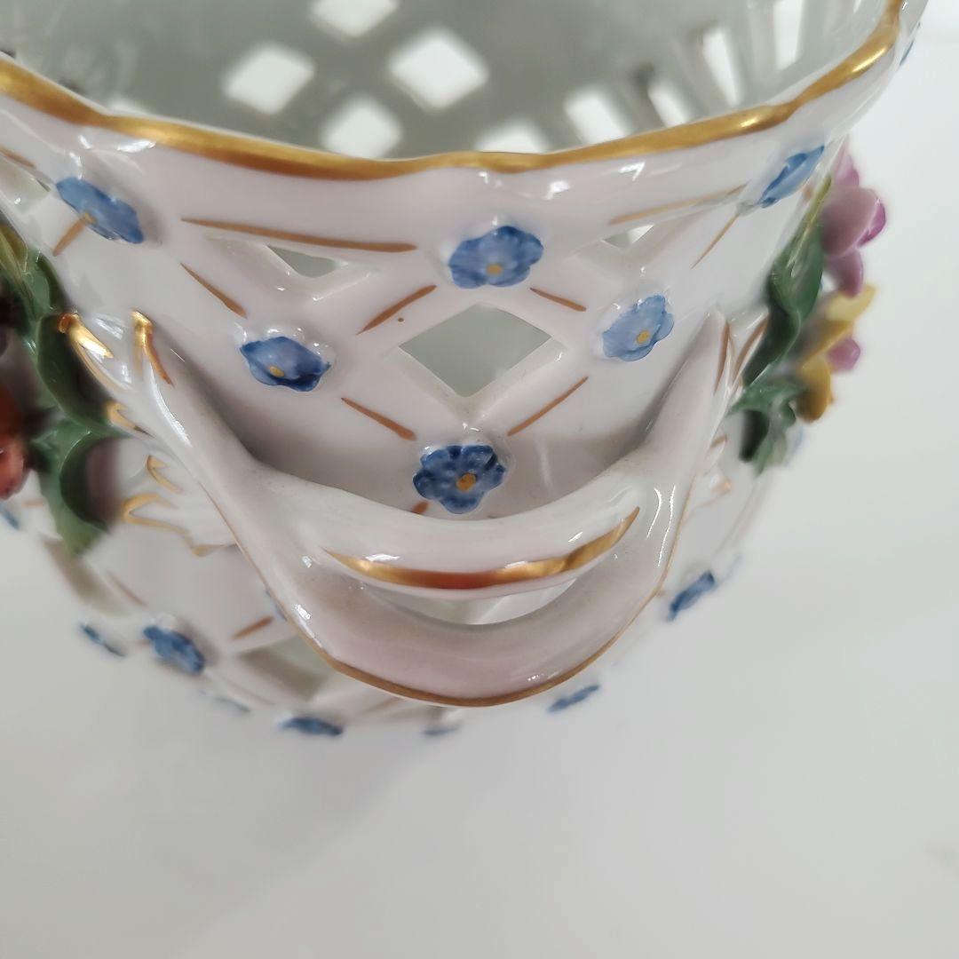 ☆希少　ドレスデン　ドイツ　磁器製　　ヴィンテージ　格子花瓶　高さ12cm