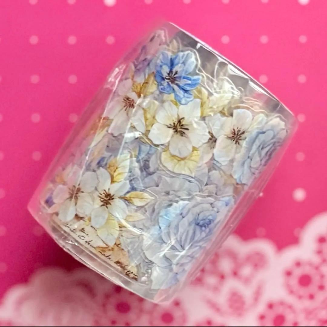 贝壳光 涧石蓝 ダイカット加工 5.5cm×6m 海外マスキングテープ