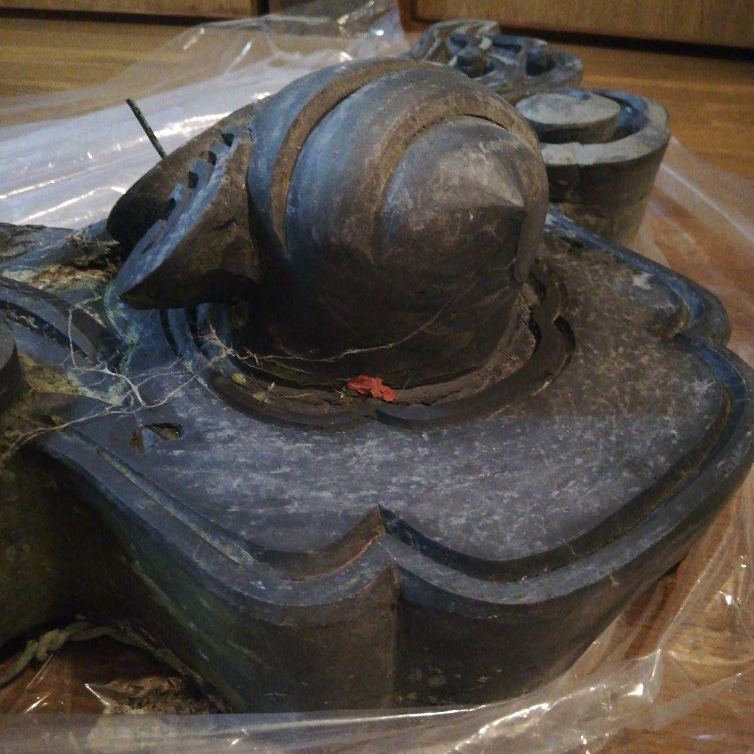 江戸時代大棟用大旧家時代宝珠大型サイズ横幅８０センチ高さ４５センチ古瓦当時物