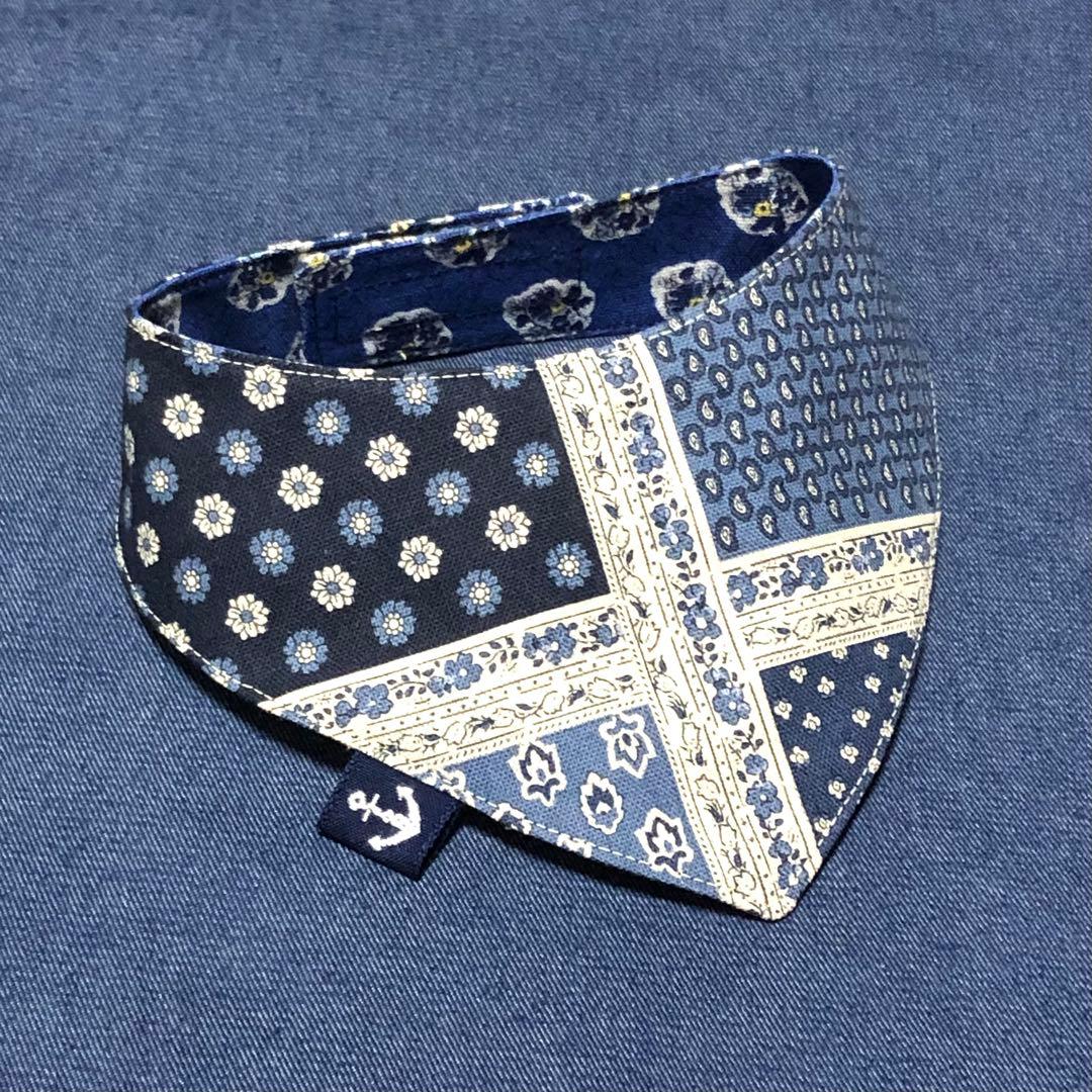 No.2920☘️犬猫用 バンダナ Sサイズ プロヴァンス パネル柄 ブルー