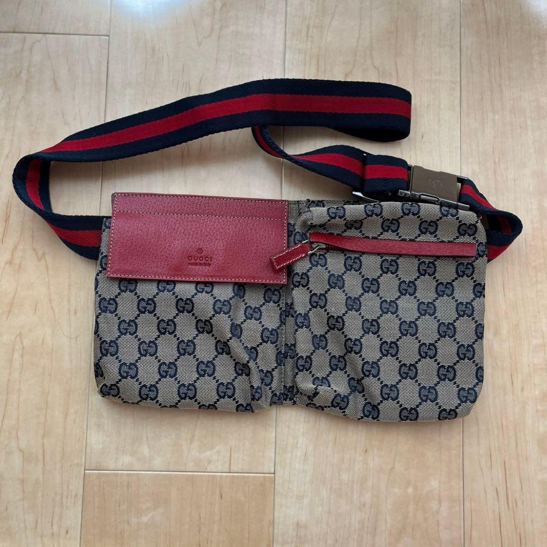 GUCCI グッチ GGキャンバス シェリーライン ウエストバッグ