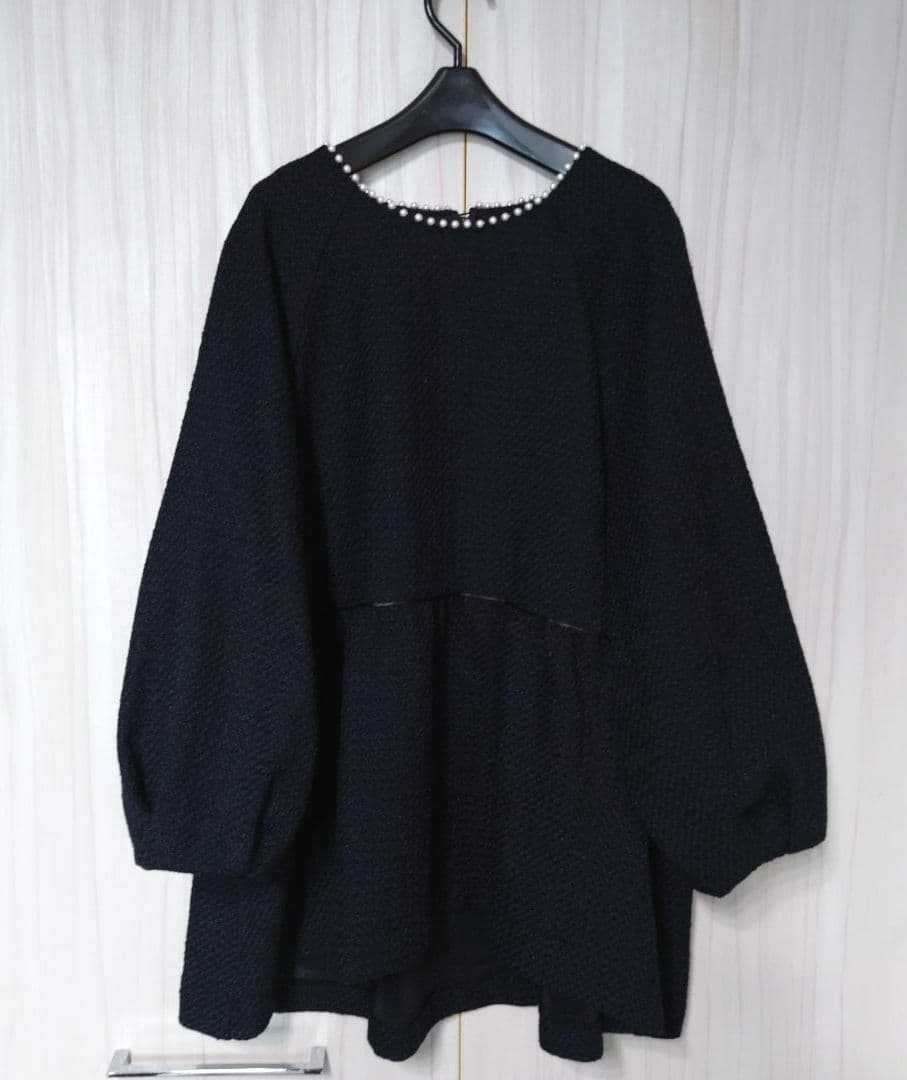 美品大きいサイズ　ローズティアラ　ファニーツイードペプラムブラウス