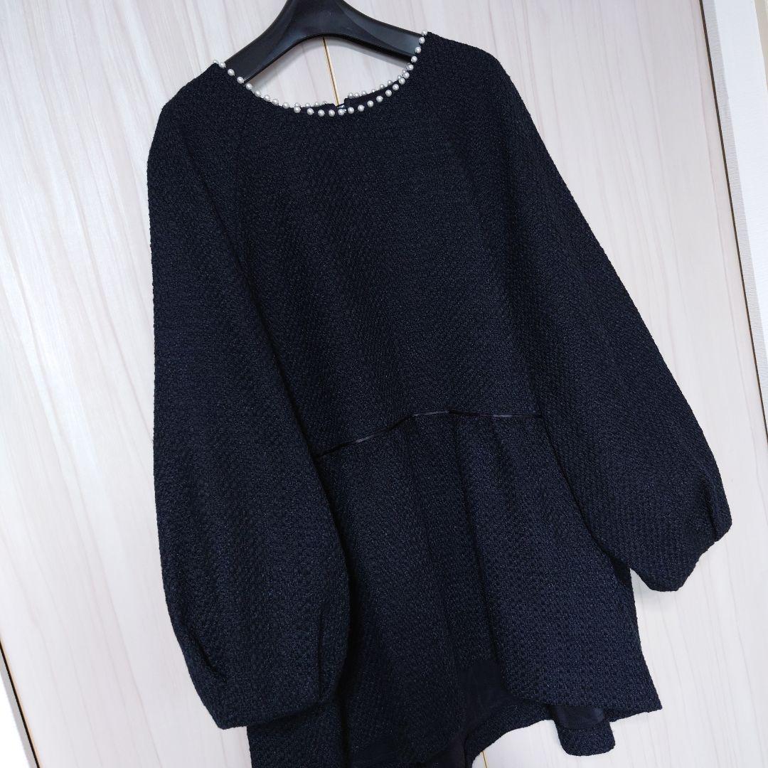 美品大きいサイズ　ローズティアラ　ファニーツイードペプラムブラウス